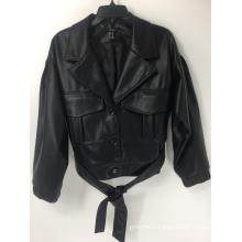 Women's PU Leather Black Casual Jacket